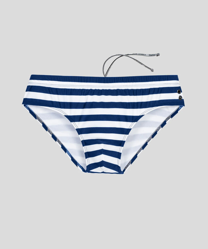 Swim Briefs Horizontal Stripes: Navy/White