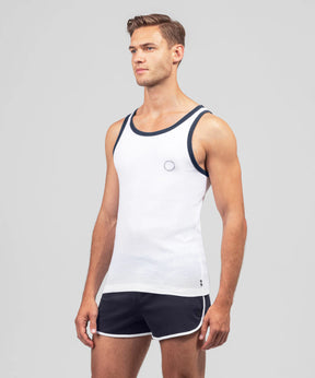 Ribbed Sports Tank Top: White/Skyfall