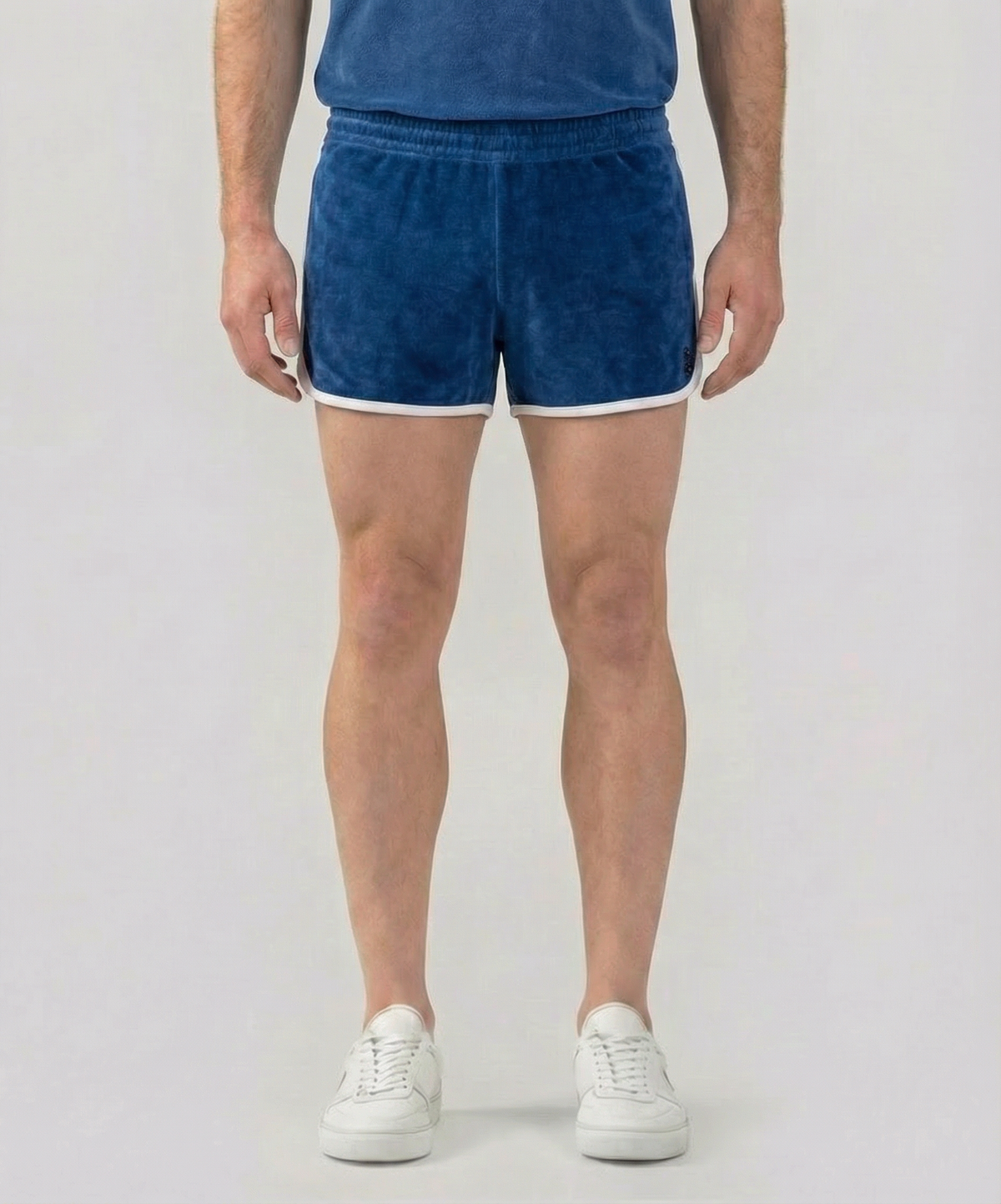 Cotton Terry Marathon Exerciser Shorts: Bleu