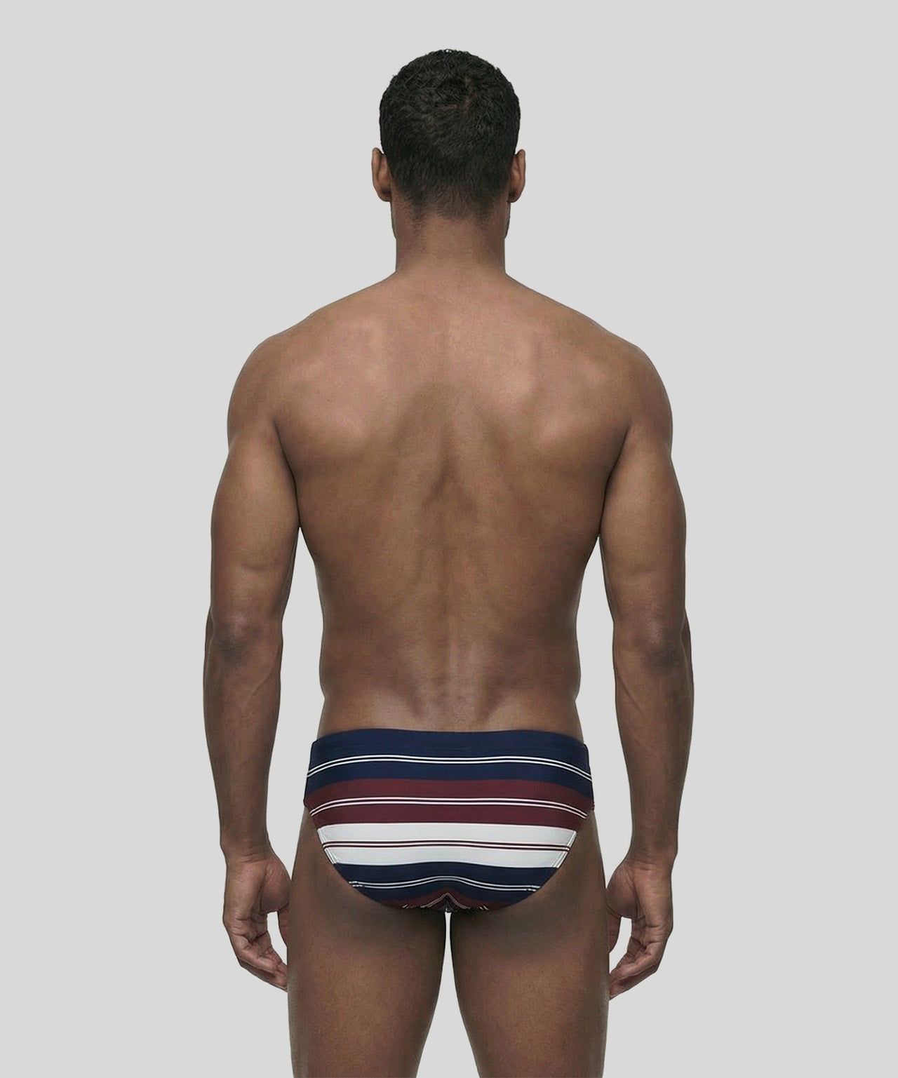 Swim Briefs w. Irregular Stripes: Red