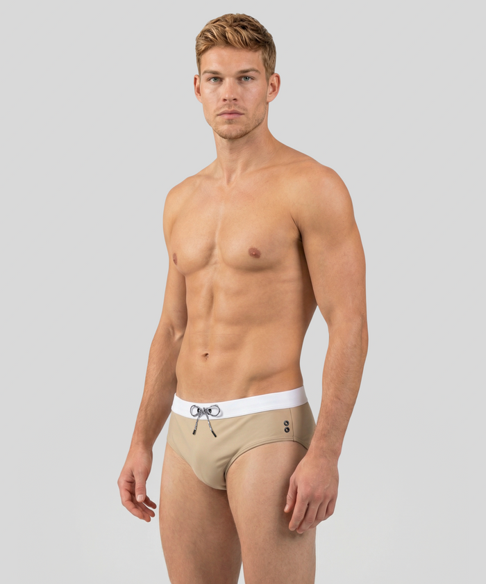 Swim Briefs w. Waistband: Sand