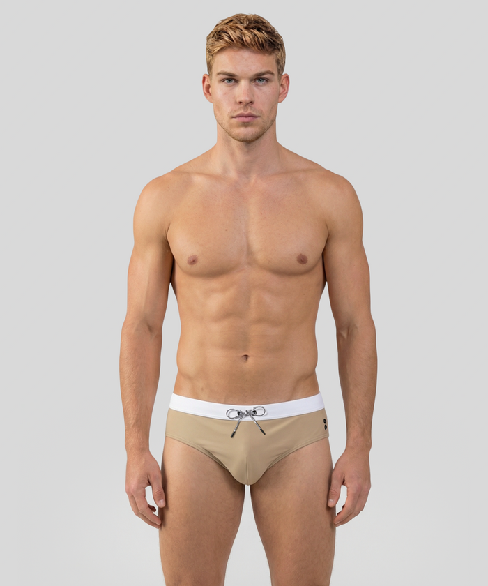 Swim Briefs w. Waistband: Sand