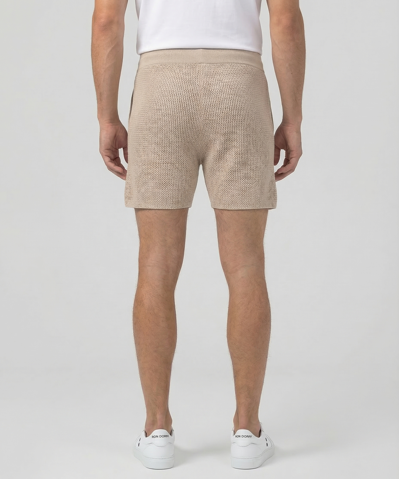Organic Cotton Crochet Knit Shorts: Natural