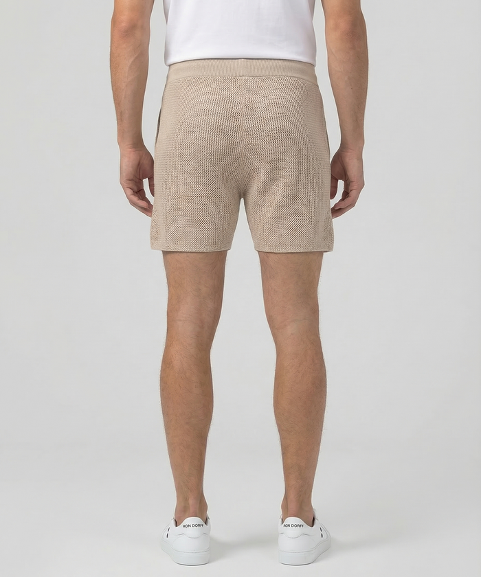 Organic Cotton Crochet Knit Shorts: Natural