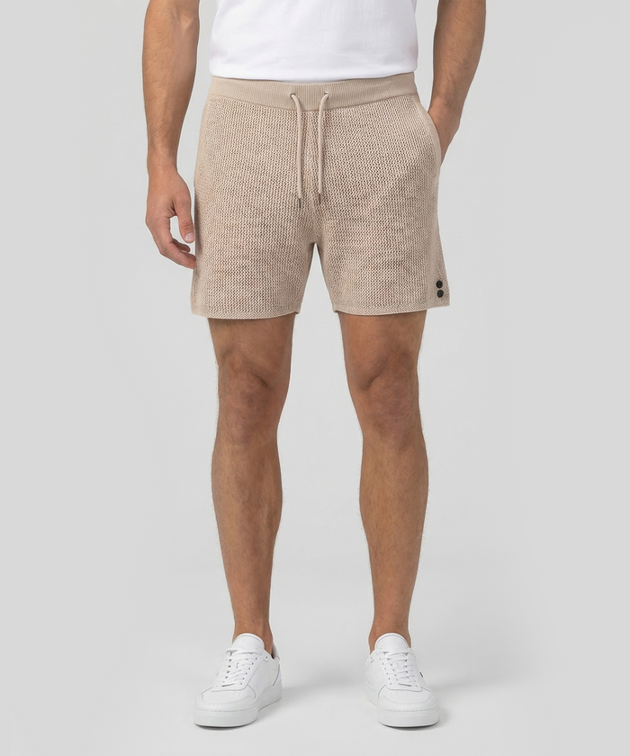 Organic Cotton Crochet Knit Shorts: Natural
