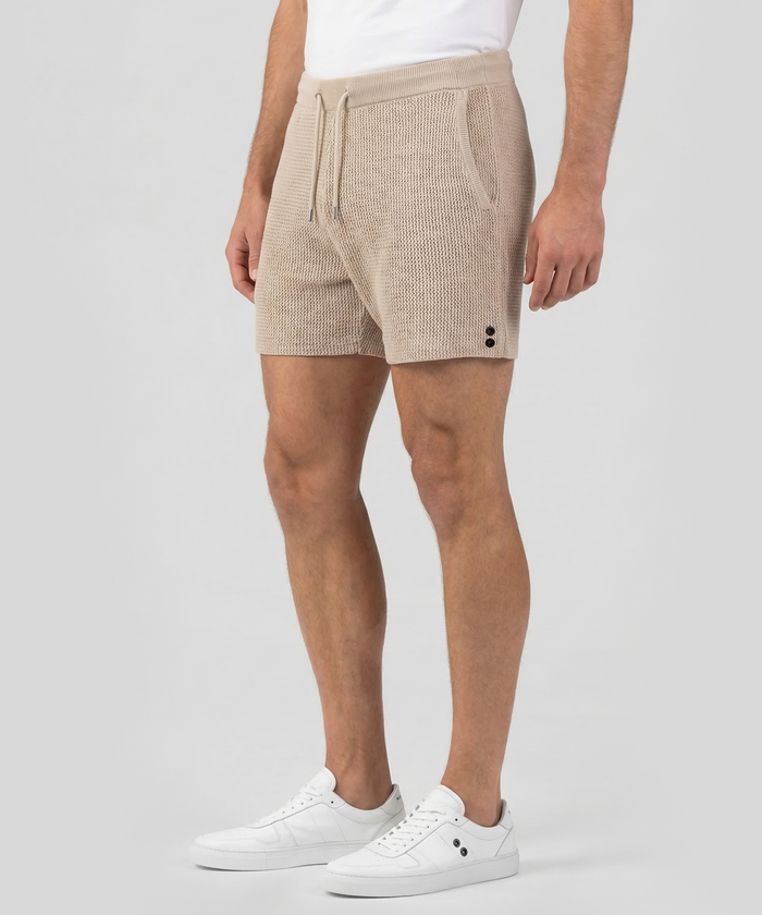 Organic Cotton Crochet Knit Shorts: Natural