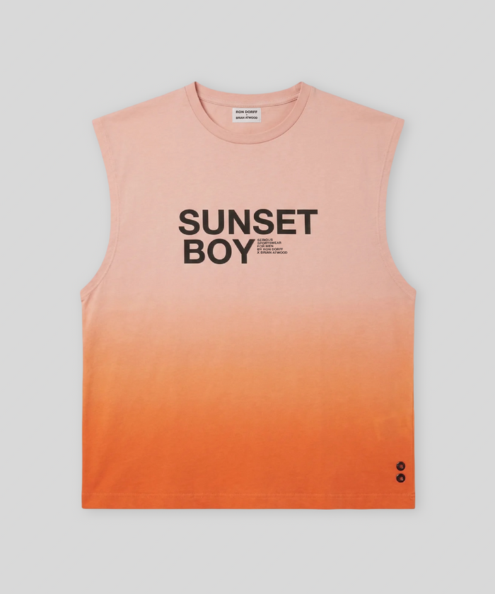 Organic Cotton Sleeveless T-Shirt "SUNSET BOY": Sunset Orange