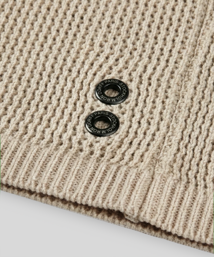Organic Cotton Crochet Knit Shirt: Natural