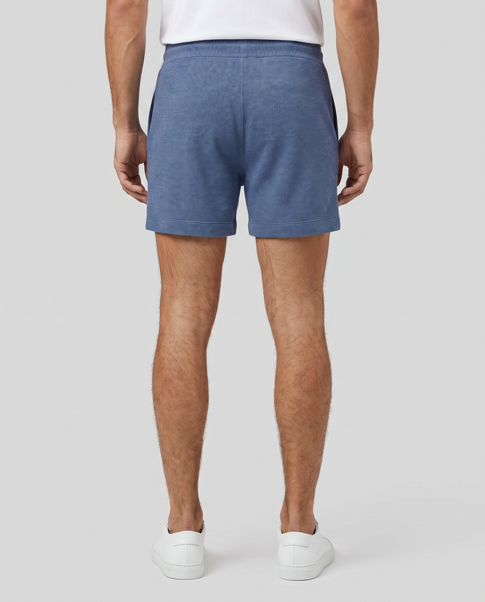 Cotton-Cashmere Piqué Shorts: Blue Melange