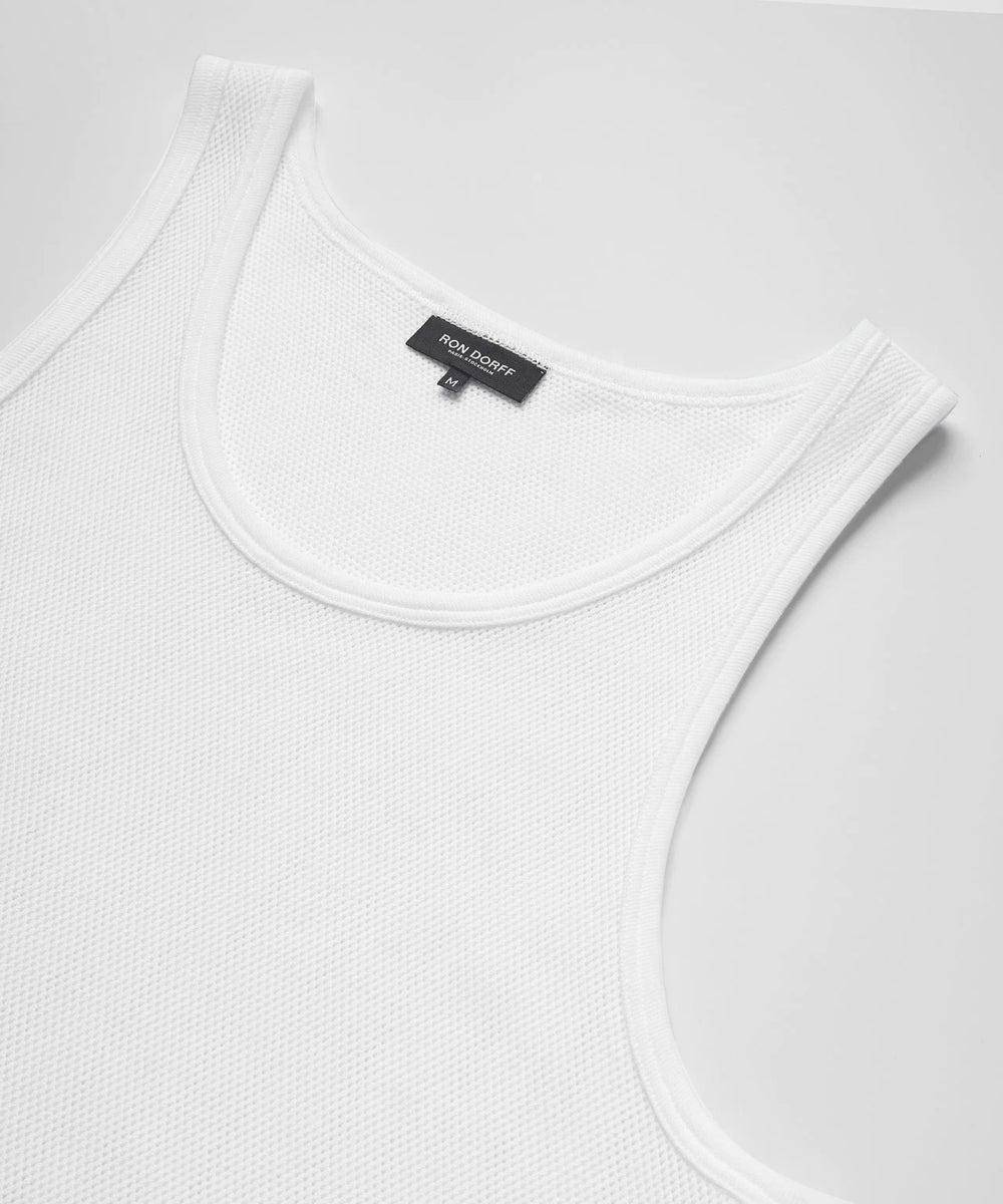 Cotton Mesh Tank Top White Ron Dorff