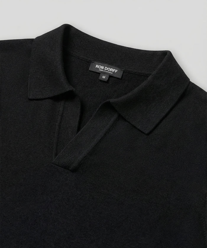 Cotton Linen Polo: Black