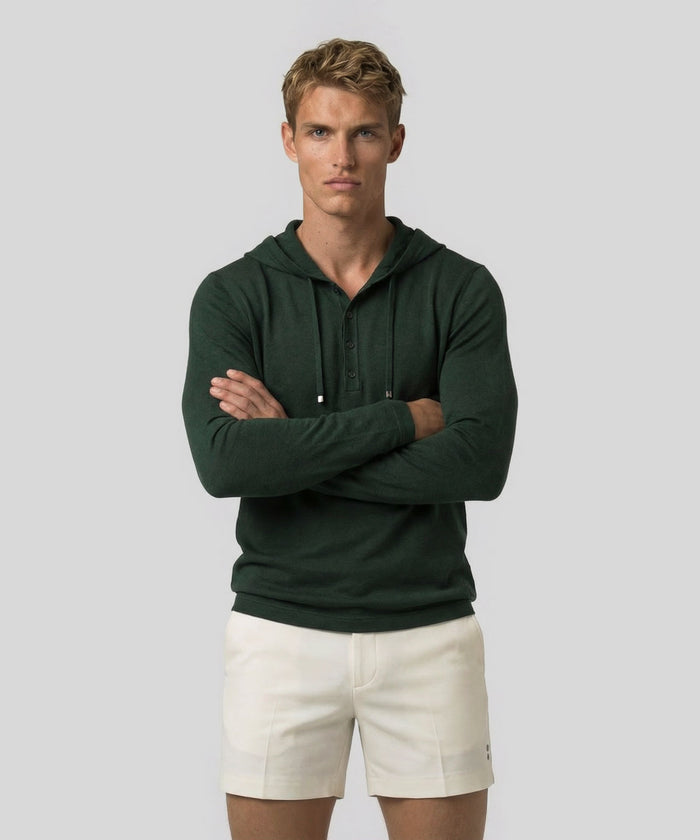 Light Cotton-Silk Hoodie: Court Green