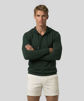 Light Cotton-Silk Hoodie: Green Court