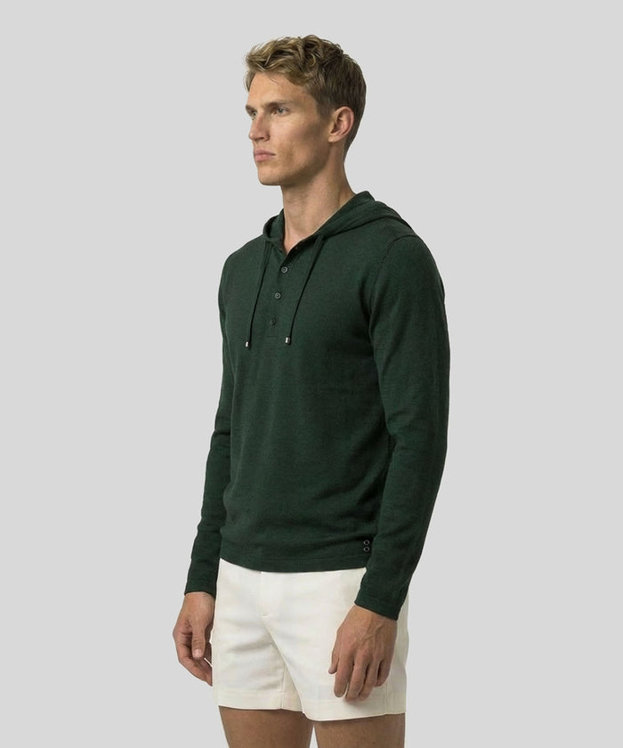 Light Cotton-Silk Hoodie: Court Green