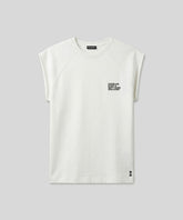 Organic Cotton Sleeveless Sweatshirt "DISCIPLINE": Off White