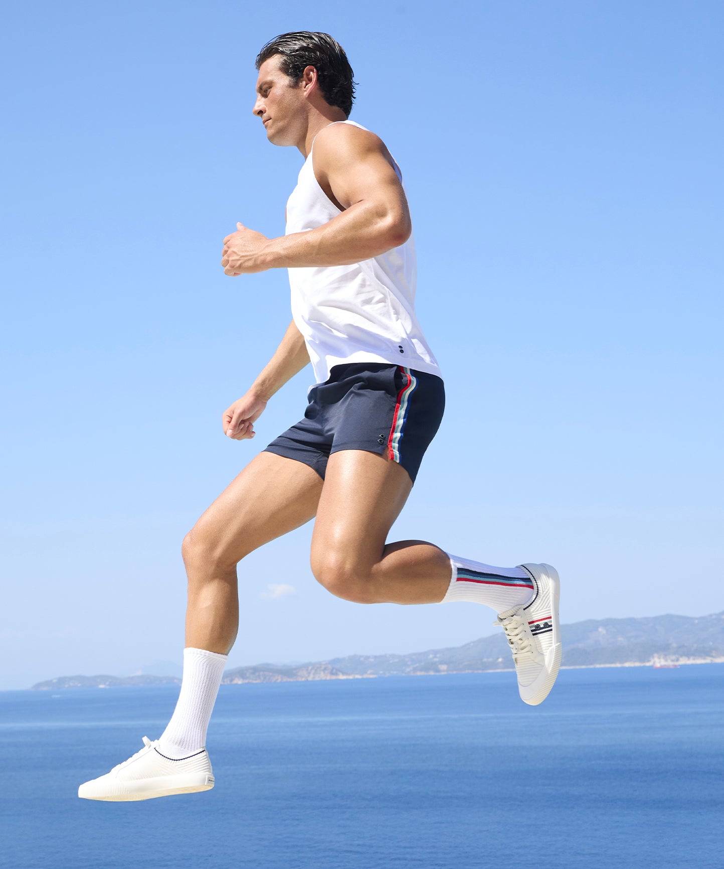 Exerciser Shorts w. Side Stripes Navy | Ron Dorff