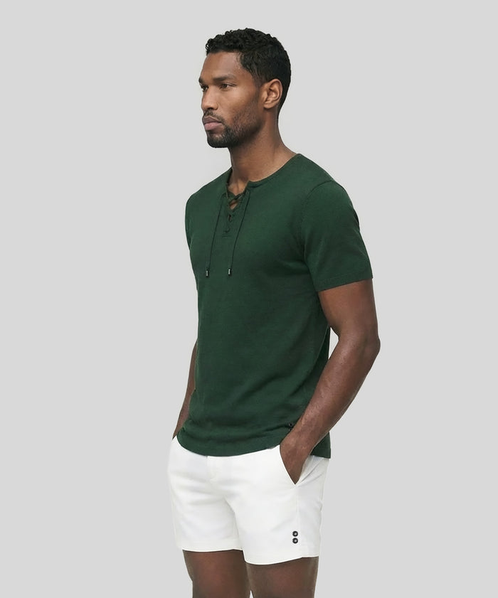Knitted T-Shirt w. Drawstrings: Court Green
