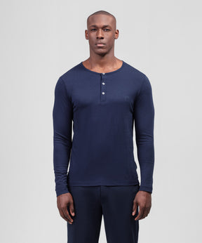 Long-Sleeved Henley: Navy