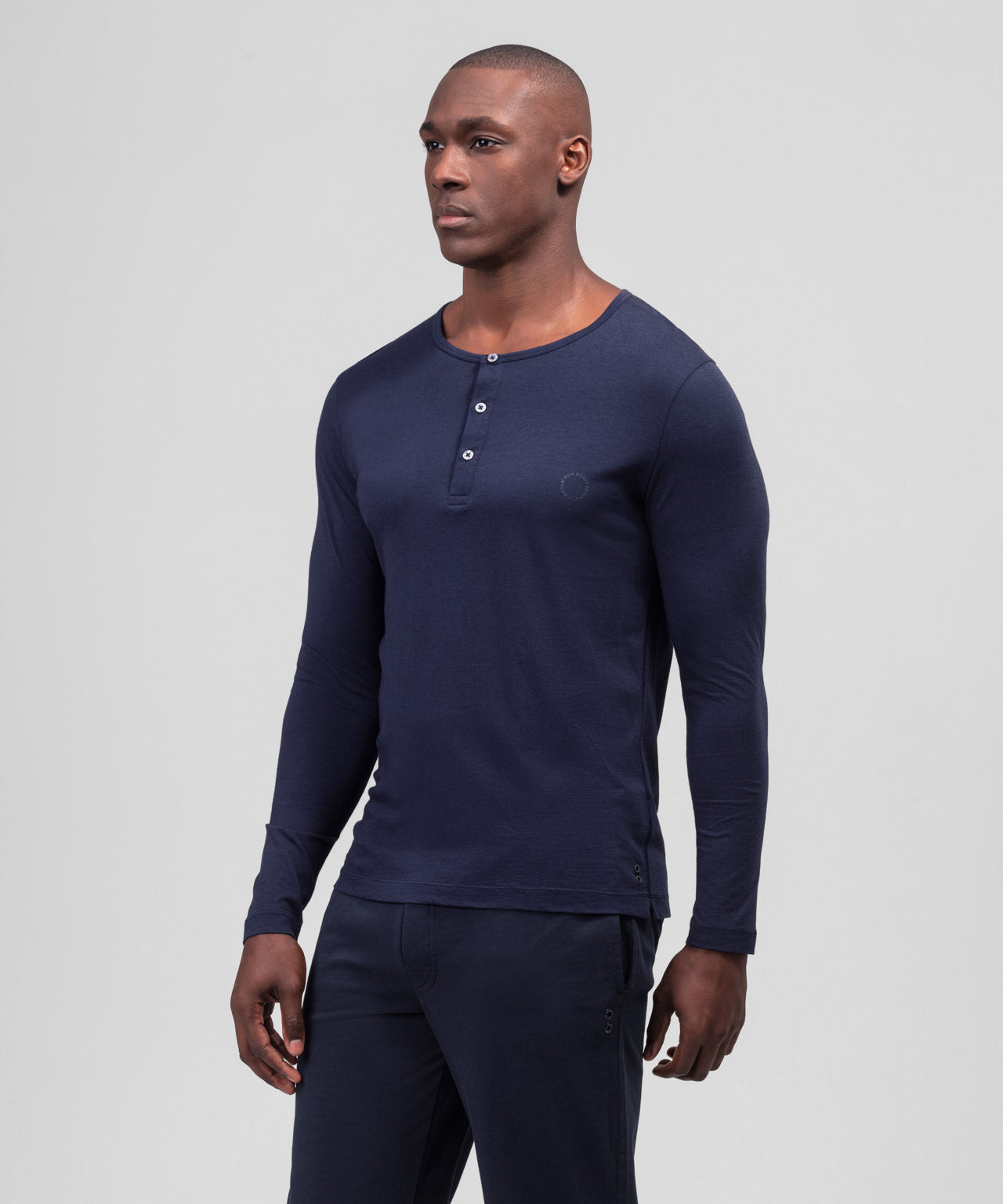 Long-Sleeved Henley: Navy
