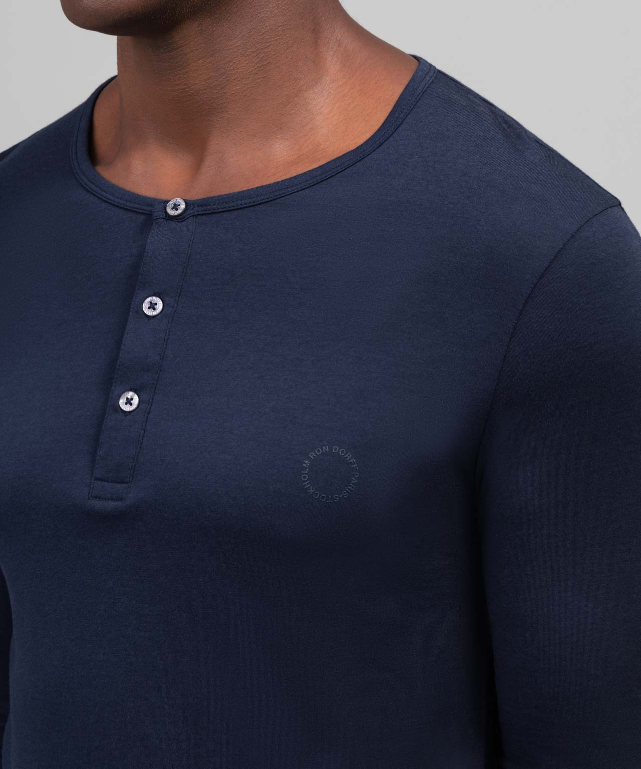 Long-Sleeved Henley: Navy
