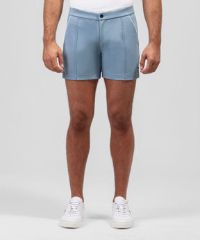 Tennis Shorts w Piping: Dusty Blue