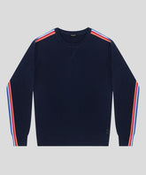 Cotton Cashmere Sweatshirt w. Side Stripes: Navy