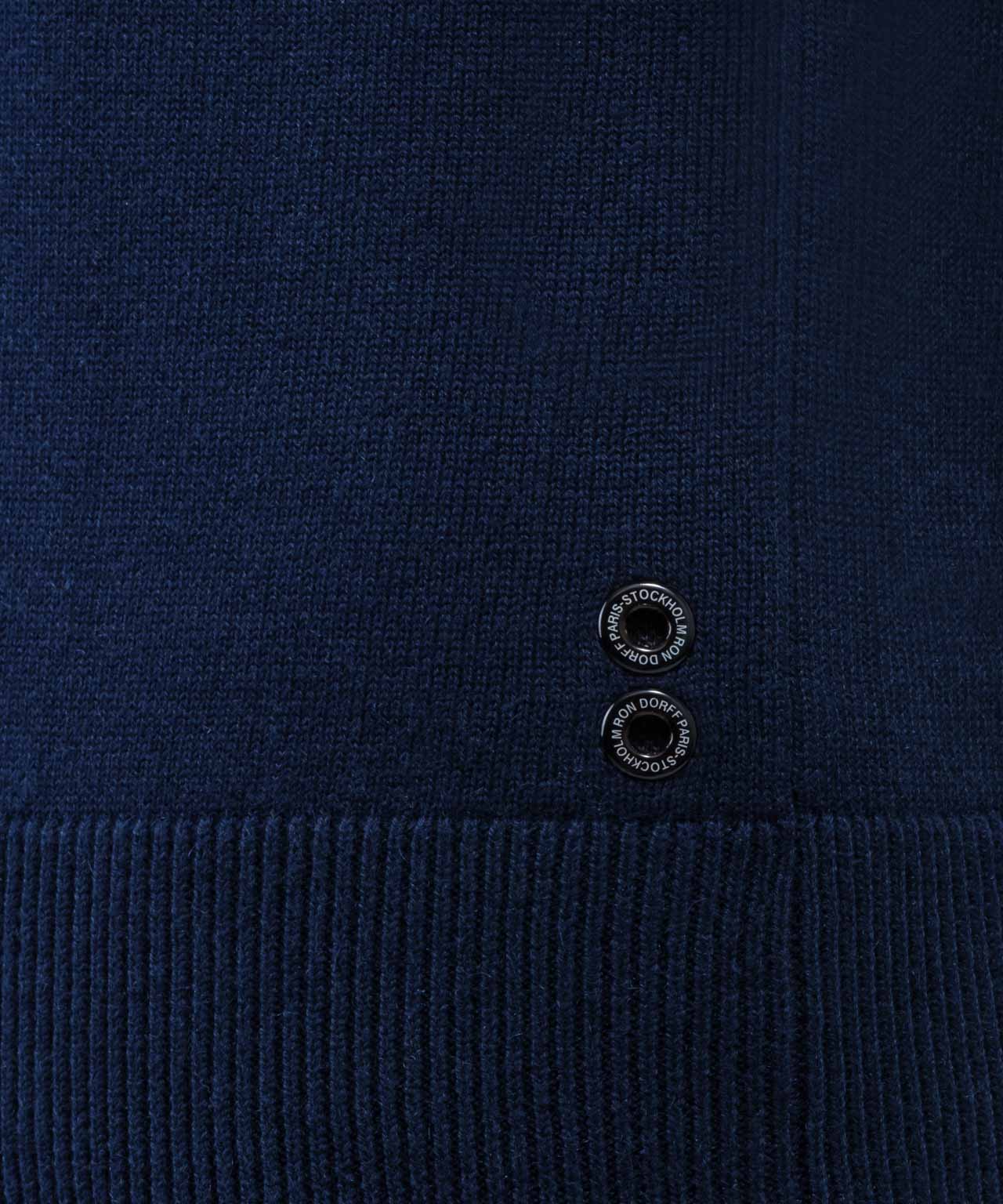 Cotton Cashmere Sweatshirt w. Side Stripes: Navy