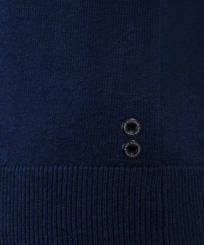 Cotton Cashmere Sweatshirt w. Side Stripes: Navy