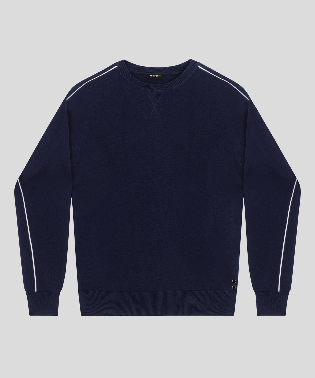 Cotton Silk Sweatshirt w. Piping: Navy