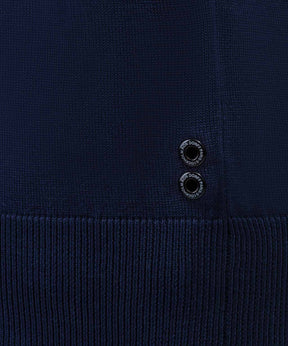 Cotton Silk Sweatshirt w. Piping: Navy