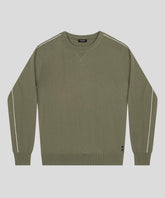 Cotton Silk Sweatshirt w. Piping: Olive Green