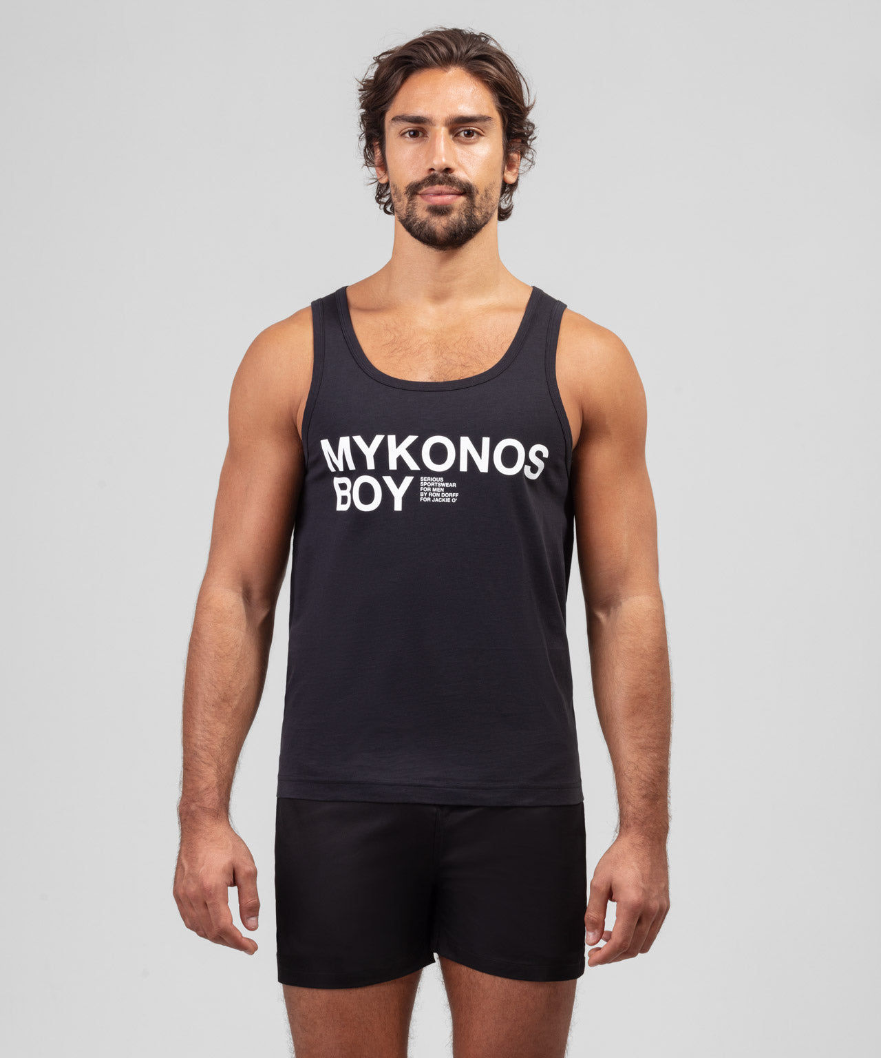Organic Cotton Tank Top "MYKONOS BOY": Black