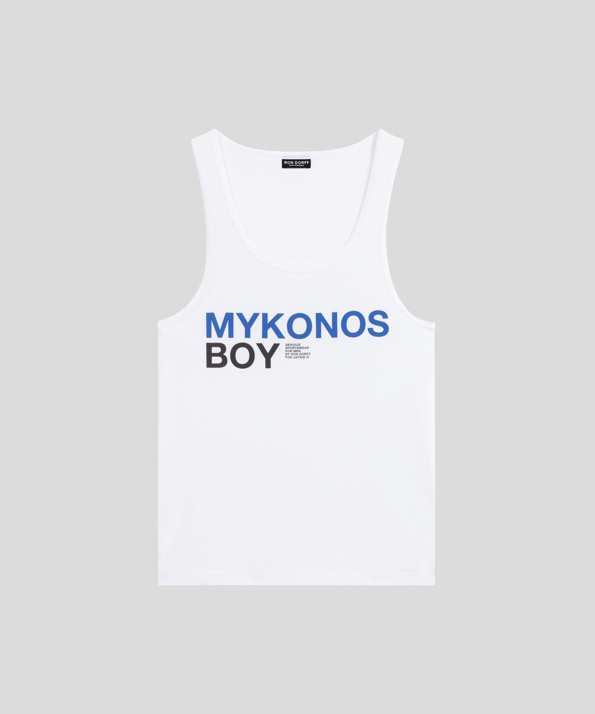 Organic Cotton Tank Top "MYKONOS BOY": White