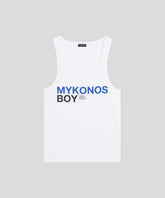 Organic Cotton Tank Top "MYKONOS BOY": White