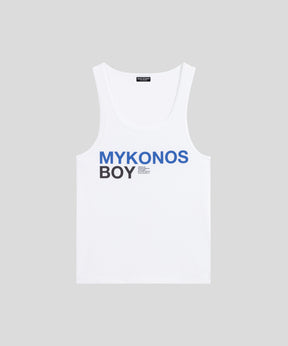 Organic Cotton Tank Top "MYKONOS BOY": White