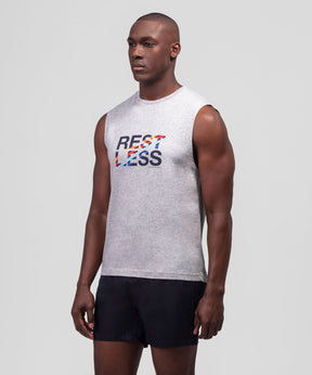 Organic Cotton Sleeveless T-Shirt REST LESS: Grey Melange