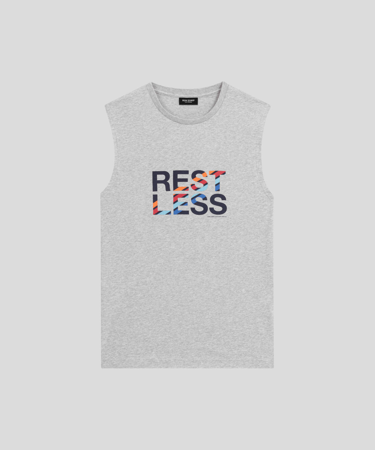 Organic Cotton Sleeveless T-Shirt REST LESS: Grey Melange