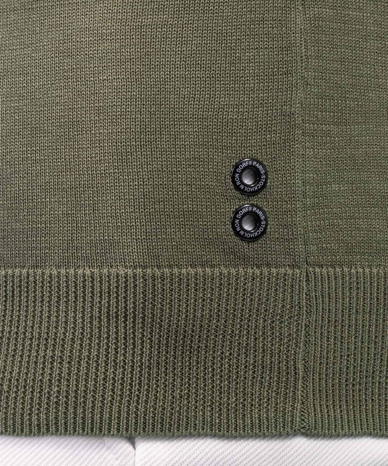 Cotton Silk RD Polo w. Piping: Olive Green