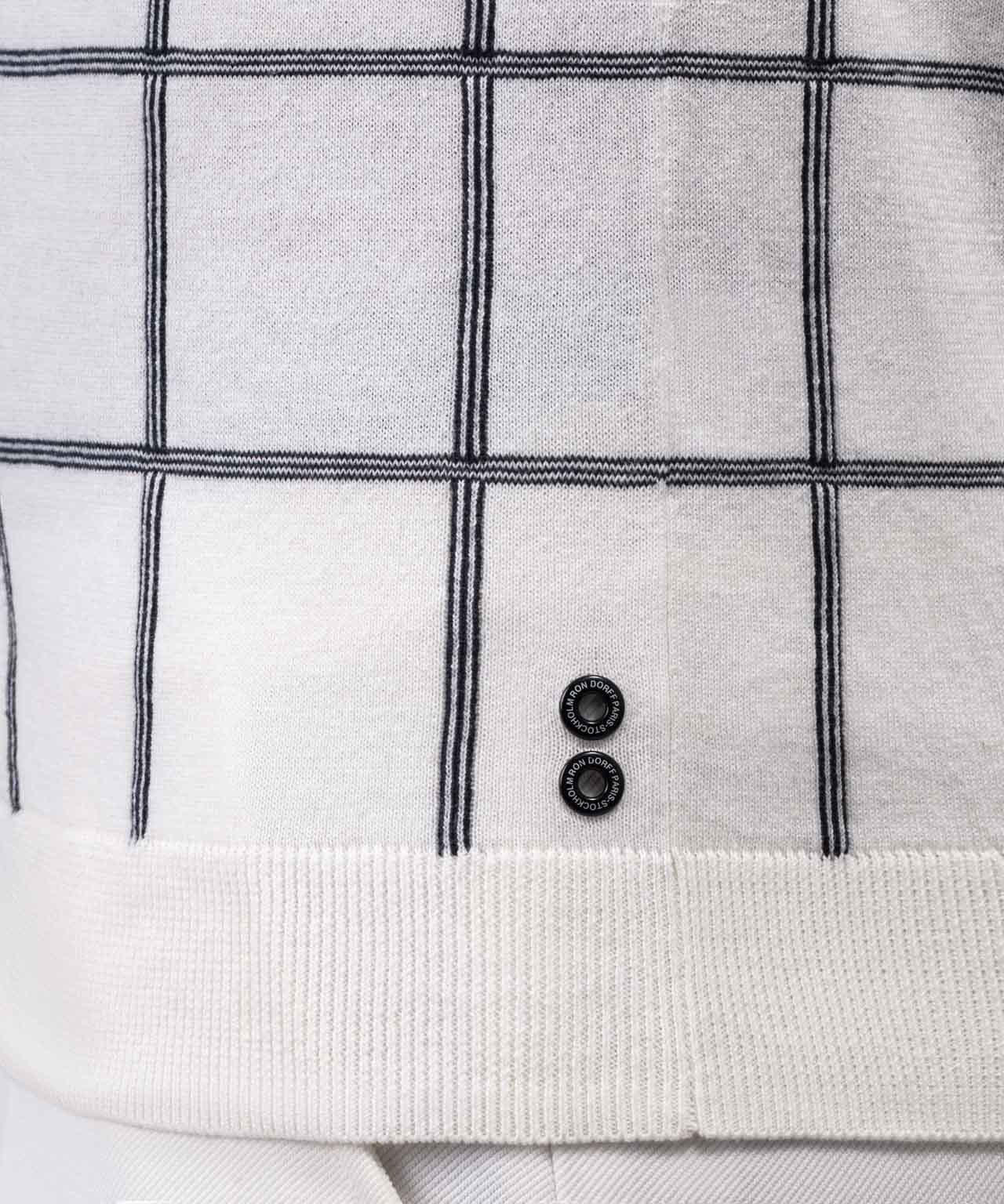 Cotton RD Tennis Polo w. Checkers: Off White