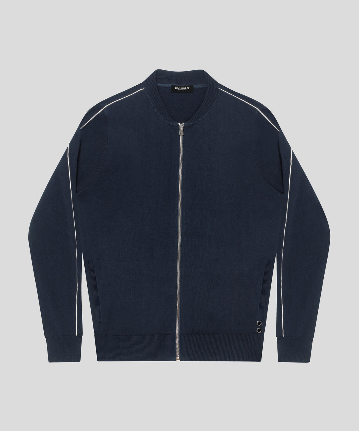 Cotton Silk Tennis Jacket: Navy