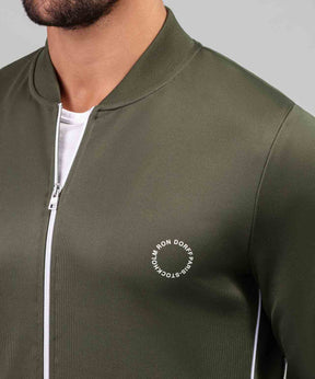 Track Jacket w. Piping: Dark Olive Green