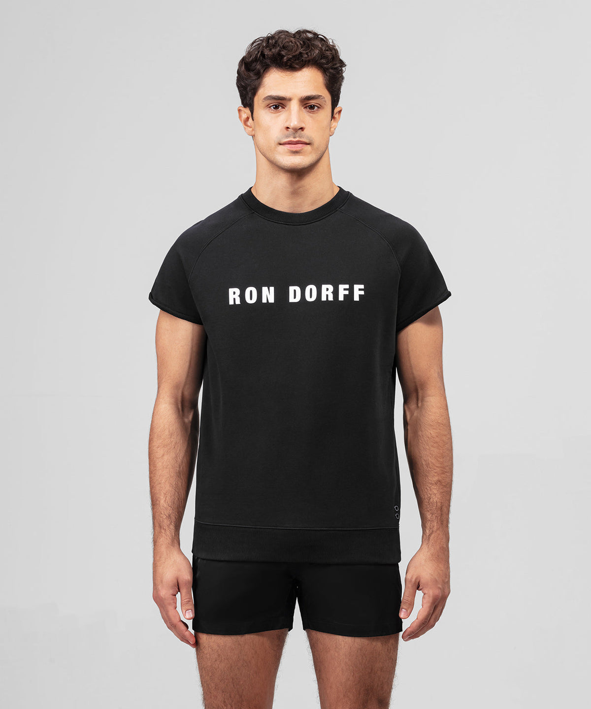 Organic Cotton Short-Sleeved Sweatshirt RON DORFF: Black