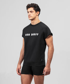 Organic Cotton Short-Sleeved Sweatshirt RON DORFF: Black