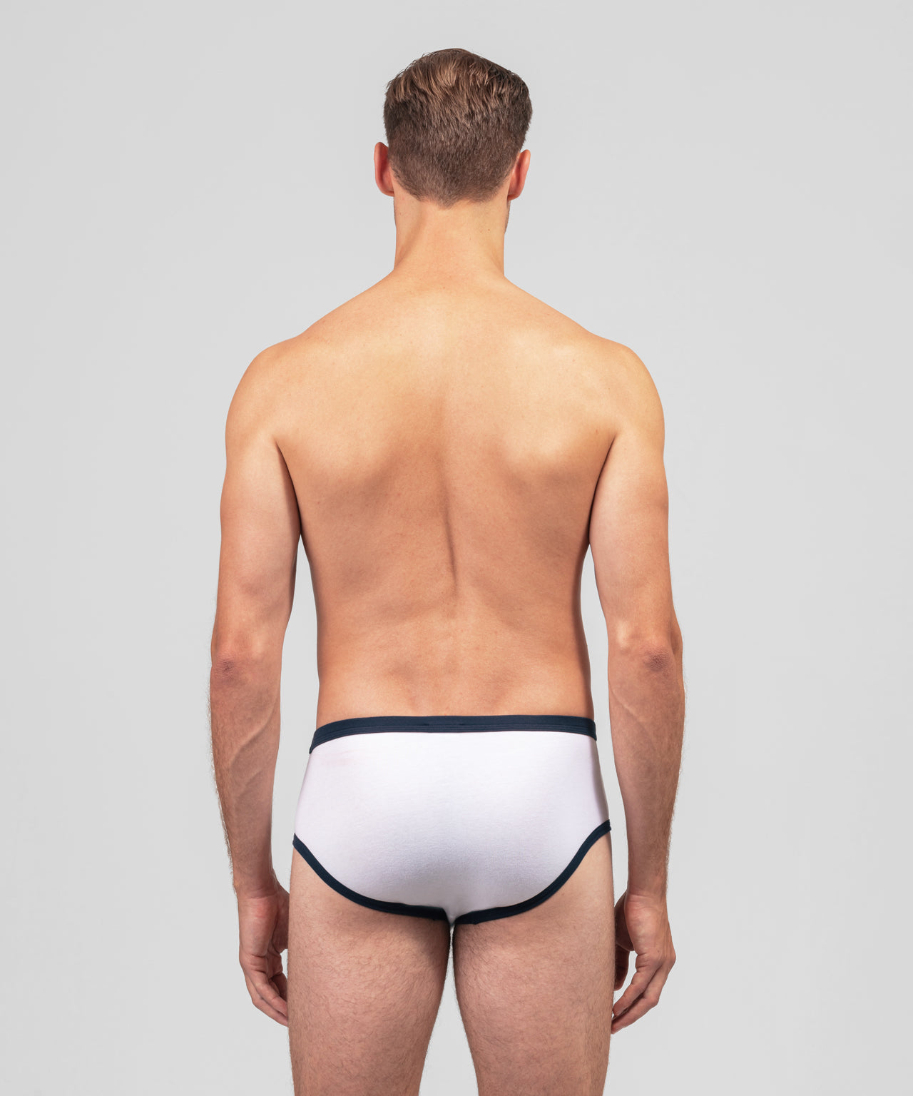 Sports Y-Front Briefs: White/Navy