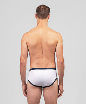 Sports Y-Front Briefs: White/Navy