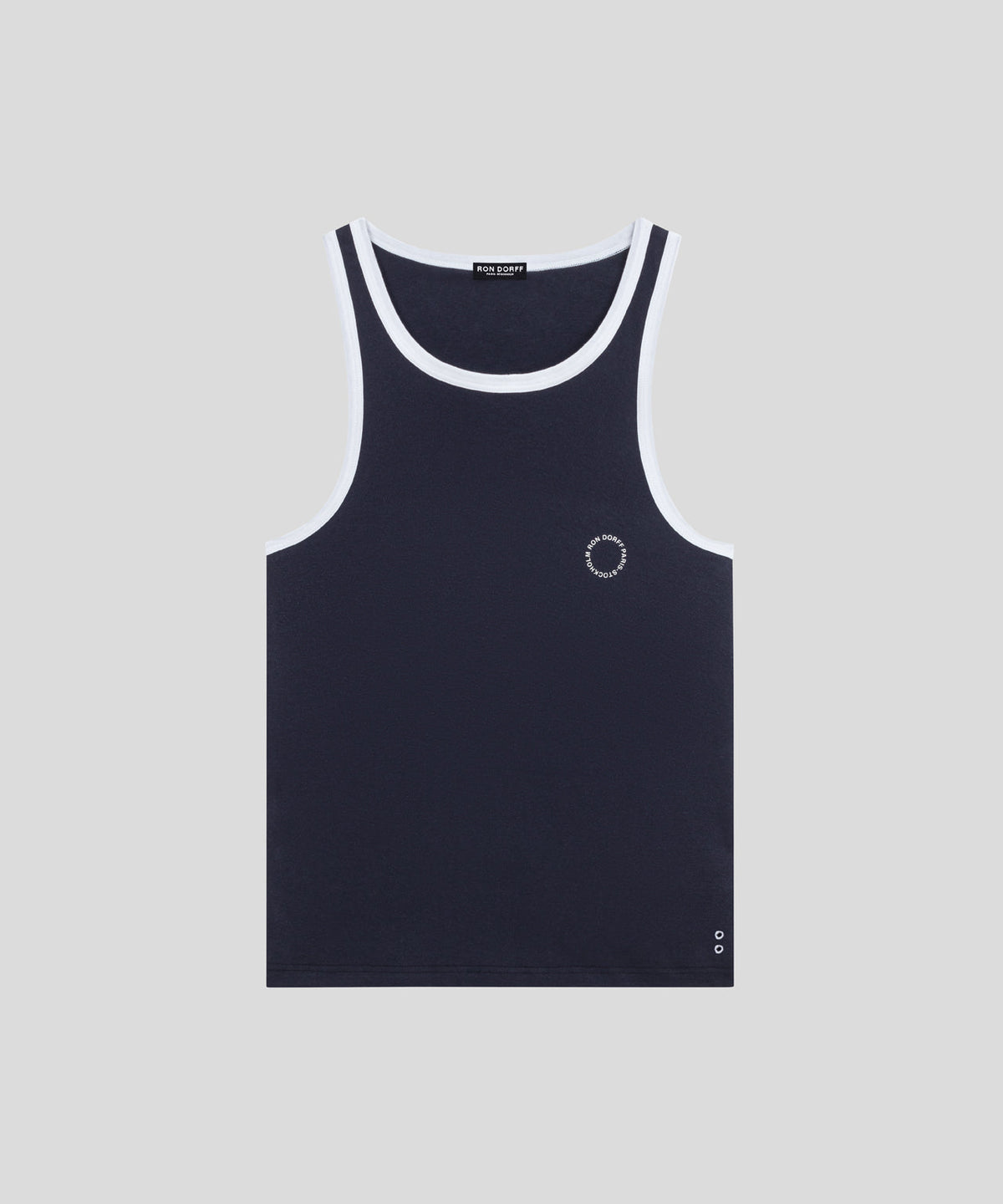 Ribbed Sports Tank Top: Navy/White
