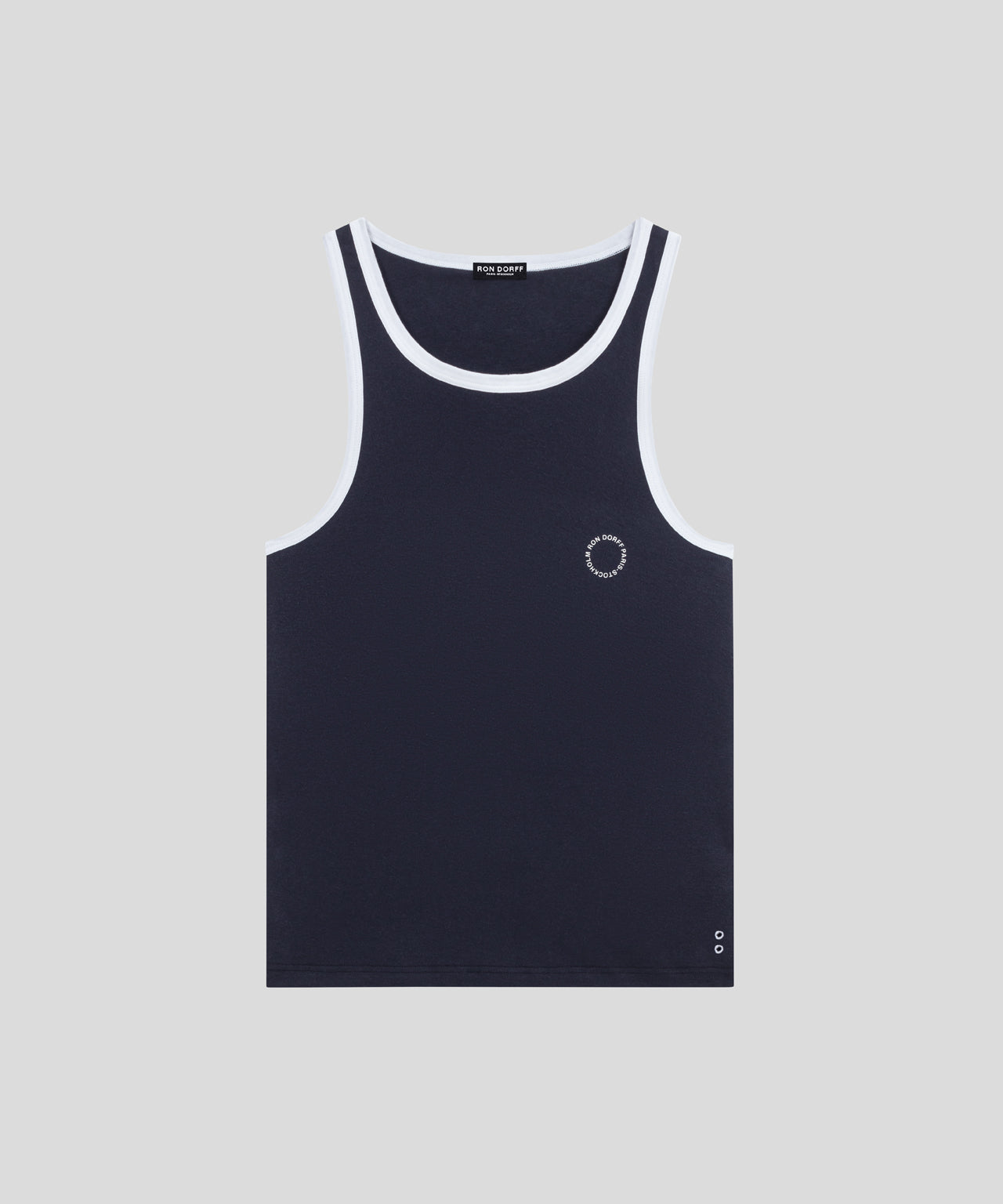 Ribbed Sports Tank Top: Navy/White