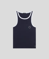 Ribbed Sports Tank Top: Navy/White