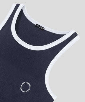 Ribbed Sports Tank Top: Navy/White