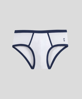 Sports Y-Front Briefs: White/Navy